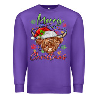 Purple merry christmas cow Premium Sweatshirt - MaliasSmallBusiness