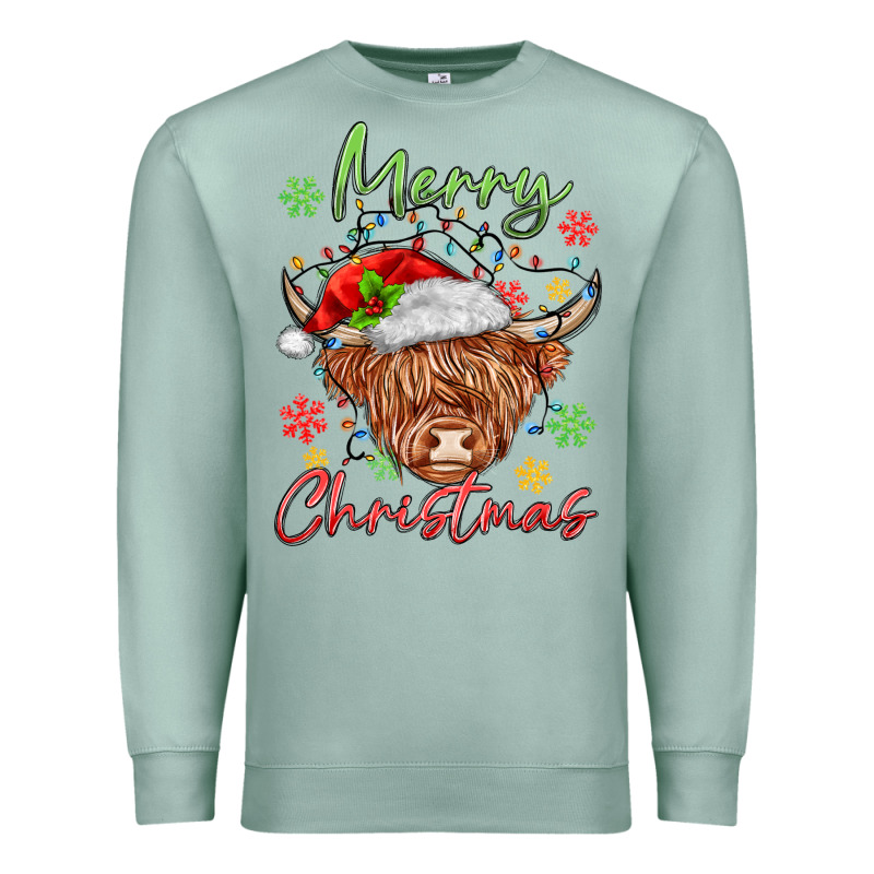Merry Christmas Cow Premium Sweatshirt by MaliasSmallBusiness | Teevron