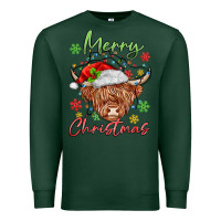 Sports Green merry christmas cow Premium Sweatshirt - MaliasSmallBusiness