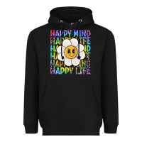 Black happy mind happy life Heavyweight Hoodie - NancyCooperArtShop