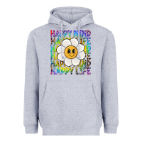 Heather Grey happy mind happy life Heavyweight Hoodie - NancyCooperArtShop