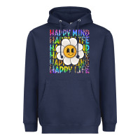 Navy happy mind happy life Heavyweight Hoodie - NancyCooperArtShop