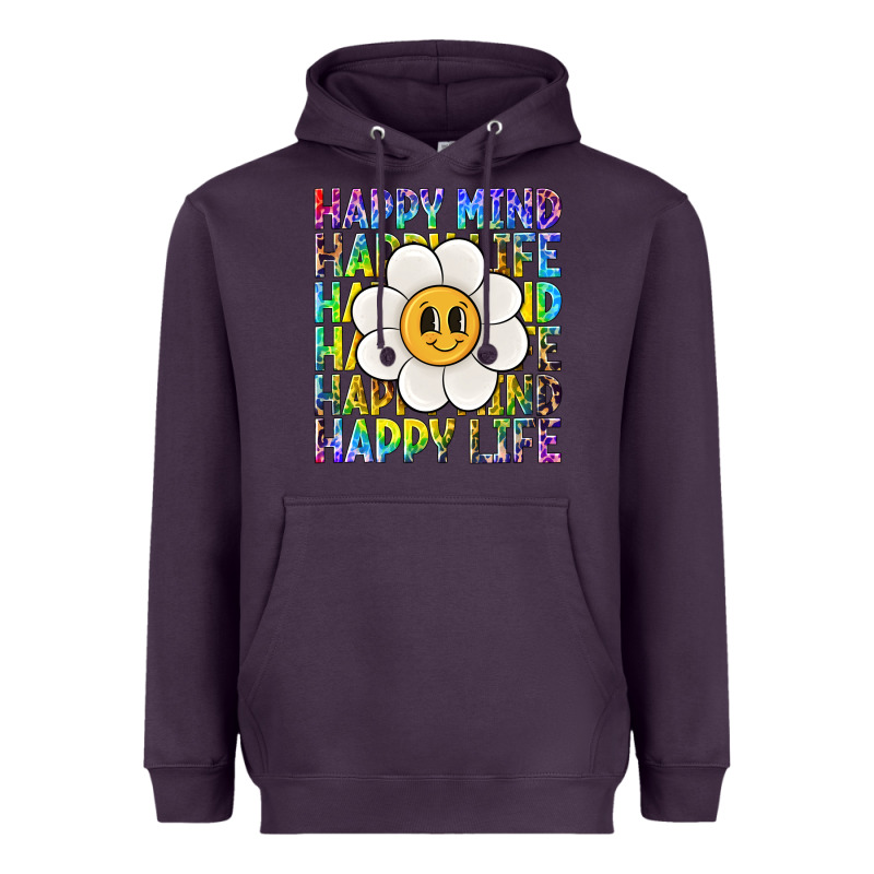 Happy Mind Happy Life Heavyweight Hoodie by NancyCooperArtShop | Teevron