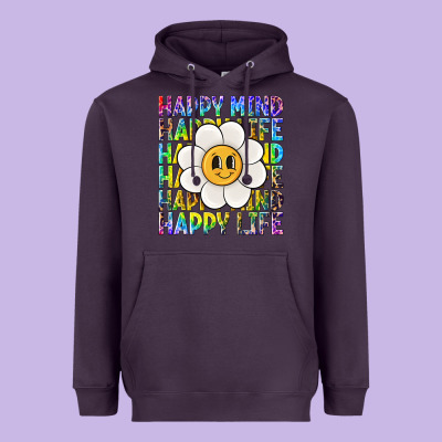 Happy Mind Happy Life Heavyweight Hoodie Designed By Nancycooperartshop