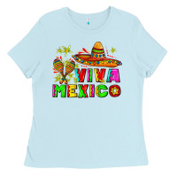 Baby Blue viva mexico Ladies Tee - AdoDesignShop