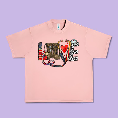America Nurse Urban Heavy Tee Designed By Cowhidedigitalart