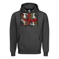 Charcoal Heather Christmas red plaid background Zipper Hoodie - BarkalooDesign