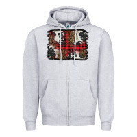 Heather Grey Christmas red plaid background Zipper Hoodie - BarkalooDesign