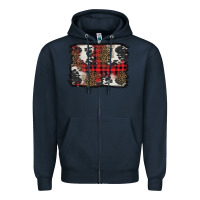Navy Christmas red plaid background Zipper Hoodie - BarkalooDesign