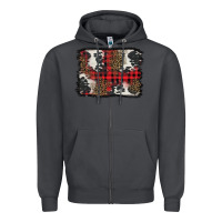 Smoke Christmas red plaid background Zipper Hoodie - BarkalooDesign