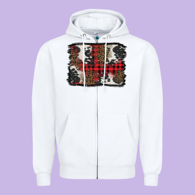 Christmas Red Plaid Background Zipper Hoodie Designed By Barkaloodesign