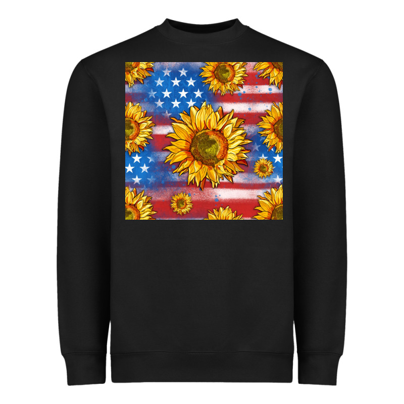 Sunflowers American Flag Seamless Pattern Heavyweight Sweatshirt by HRA Design Shop | Teevron