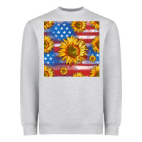 Heather Grey sunflowers american flag seamless pattern Heavyweight Sweatshirt - HRA Design Shop