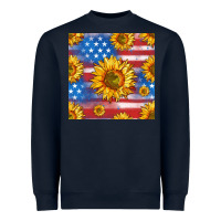 Navy sunflowers american flag seamless pattern Heavyweight Sweatshirt - HRA Design Shop