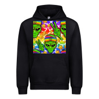 Black Pride LGBTQ+ aliens and stars with rainbow Urban Hoodie - NancyCooperArtShop