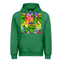 Emerald Pride LGBTQ+ aliens and stars with rainbow Urban Hoodie - NancyCooperArtShop