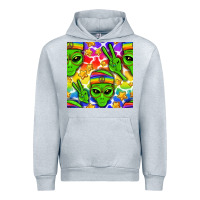 Heather Grey Pride LGBTQ+ aliens and stars with rainbow Urban Hoodie - NancyCooperArtShop