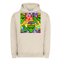 Pigment French Oak Pride LGBTQ+ aliens and stars with rainbow Urban Hoodie - NancyCooperArtShop