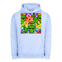 Pigment Grape Ice Pride LGBTQ+ aliens and stars with rainbow Urban Hoodie - NancyCooperArtShop