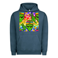 Pigment Midnight Navy Pride LGBTQ+ aliens and stars with rainbow Urban Hoodie - NancyCooperArtShop
