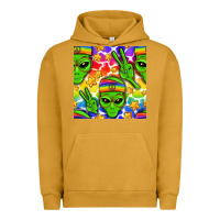 Pigment Peanut Butter Pride LGBTQ+ aliens and stars with rainbow Urban Hoodie - NancyCooperArtShop