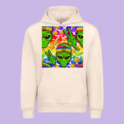 Pride Lgbtq+ Aliens And Stars With Rainbow Urban Hoodie Designed By Nancycooperartshop