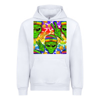 White Pride LGBTQ+ aliens and stars with rainbow Urban Hoodie - NancyCooperArtShop