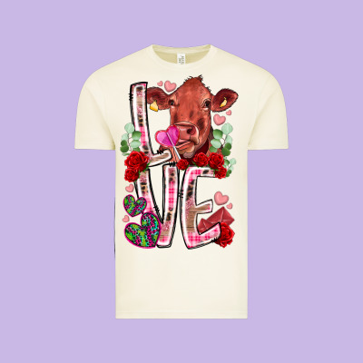 Love Cow Valentine Vintage Tee Designed By Racoondesign