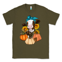 Army Green Cow Fall Pumpkin Classic Tee - Artiststas