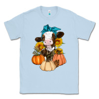 Dusty Blue Cow Fall Pumpkin Classic Tee - Artiststas