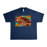 Navy aztec and leopard background Urban Heavy Tee - HRA Design Shop
