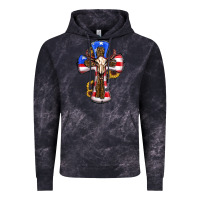 Cloud Black american flag cross cow skull sunflowers Vintage Hoodie - RanaPortraitStore