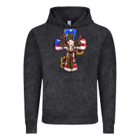 Vintage Black american flag cross cow skull sunflowers Vintage Hoodie - RanaPortraitStore