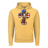 Vintage Mustard american flag cross cow skull sunflowers Vintage Hoodie - RanaPortraitStore