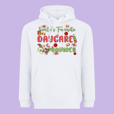 Santa's Favorite Daycare Provider Heavyweight Hoodie Designed By Maliassmallbusiness