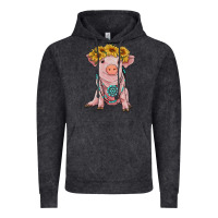 Vintage Black sunflower pig with gemstone Vintage Hoodie - RanaPortraitStore