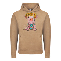 Vintage Coffee sunflower pig with gemstone Vintage Hoodie - RanaPortraitStore