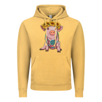Vintage Mustard sunflower pig with gemstone Vintage Hoodie - RanaPortraitStore
