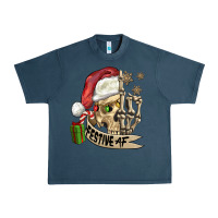 Midnight Navy festive af christmas skull Urban Heavy Tee - FaDigitalArtStudio