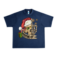Navy festive af christmas skull Urban Heavy Tee - FaDigitalArtStudio