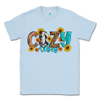 Dusty Blue Cozy Vibes Fall Sunflowers Classic Tee - Artiststas