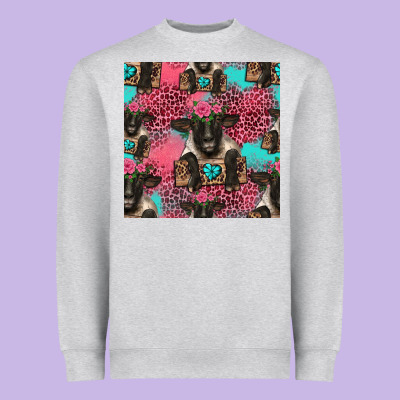 Black Sheep Seamless Pattern Heavyweight Sweatshirt Designed By Hra Design Shop