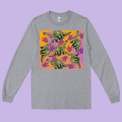 Dinosaur Brontosaurus Long Sleeve Tee Designed By Artiststas