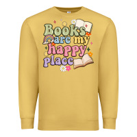 Antique Gold books are my happy place Premium Sweatshirt - MaliasSmallBusiness