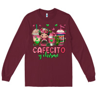 Burgundy cafecito y chisme coffee cups Long Sleeve Tee - Jasminsmagicworld