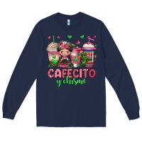 Navy cafecito y chisme coffee cups Long Sleeve Tee - Jasminsmagicworld