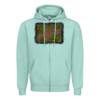 Seafoam christmas plaid leopard mistletoe background Zipper Hoodie - BarkalooDesign