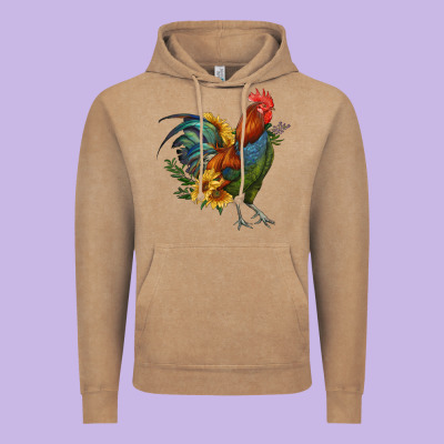 Rooster With Sunflowers Vintage Hoodie Designed By Ranaportraitstore