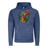 Vintage Denim rooster with sunflowers Vintage Hoodie - RanaPortraitStore