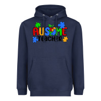 Navy ausome teacher Heavyweight Hoodie - MaliasSmallBusiness